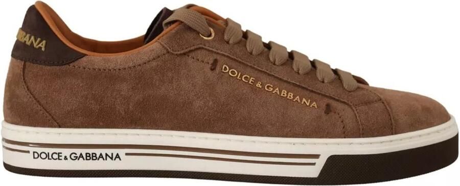 Dolce & Gabbana Bruine Suède Logo Sneakers Rubberen Zool