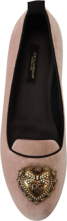 Dolce & Gabbana Roze Velvet Instappers Loafers Platte Schoenen Pink Dames