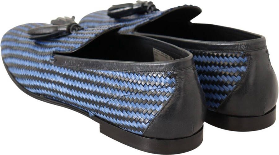 Dolce & Gabbana Blauwe geweven leren kwast loafers schoenen Blue Heren