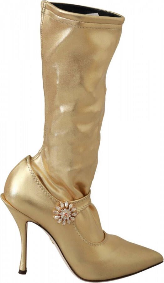 Dolce & Gabbana Gold Stretch Pumps Heels Booties Shoes