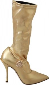 Dolce & Gabbana Rhinestones Ankle Boots Socks Geel Dames