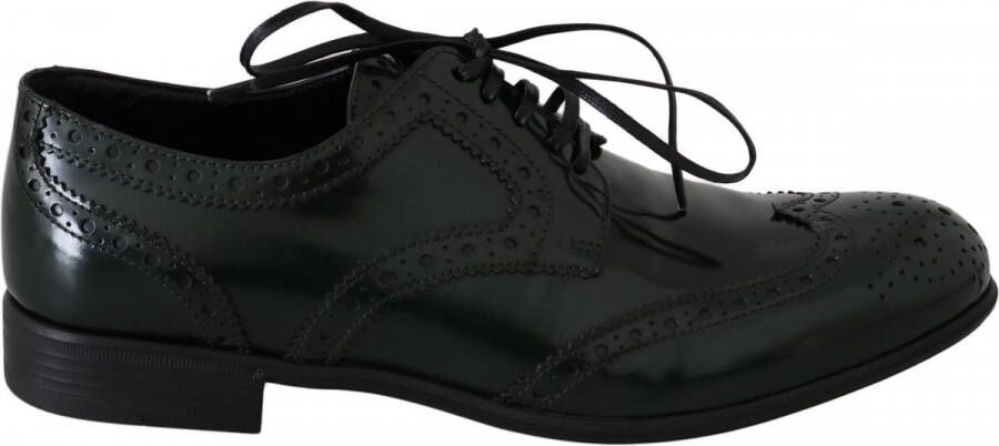 Dolce & Gabbana Green Leather Broque Oxford Wingtip Shoes