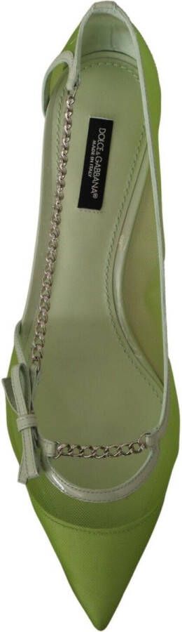 Dolce & Gabbana Groene Mesh Leren Ketting Hakken Pumps Schoenen Green Dames