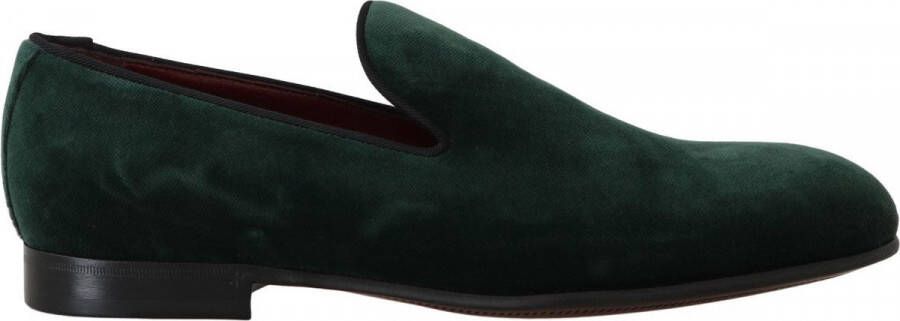 Dolce & Gabbana Green Suede Leather Slippers Loafers