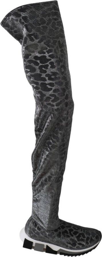 Dolce & Gabbana Grijze Luipaard Hoge Top Sneakers Booties Schoenen Gray Dames