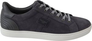 Dolce & Gabbana Grijze suède heren lage sneakers schoenen