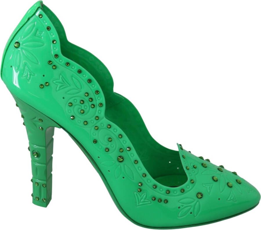 Dolce & Gabbana Groene Kristallen Bloemen Cinderella Hakken Green Dames