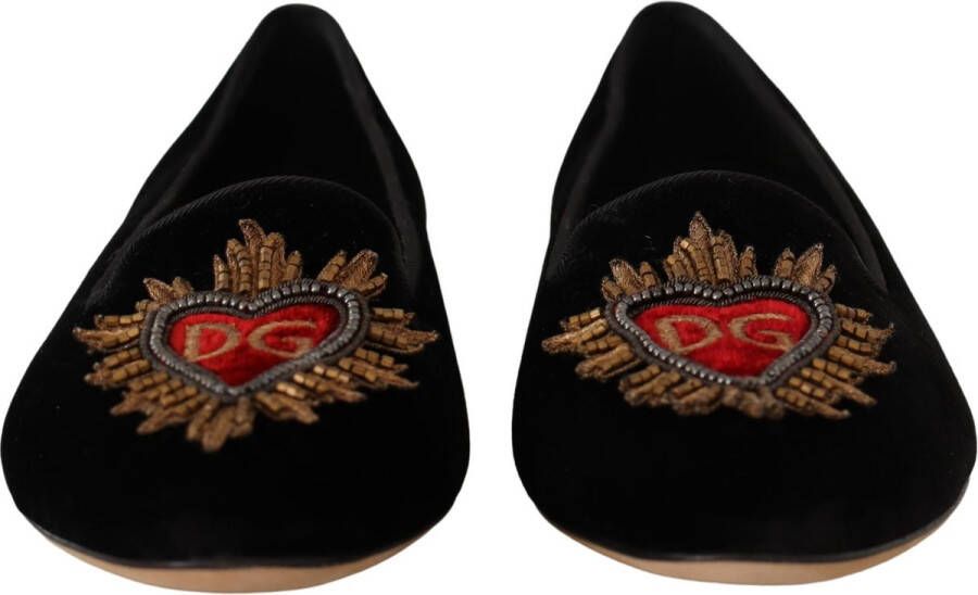 Dolce & Gabbana Zwarte DG Sacred Heart Patch Instappers Black Dames