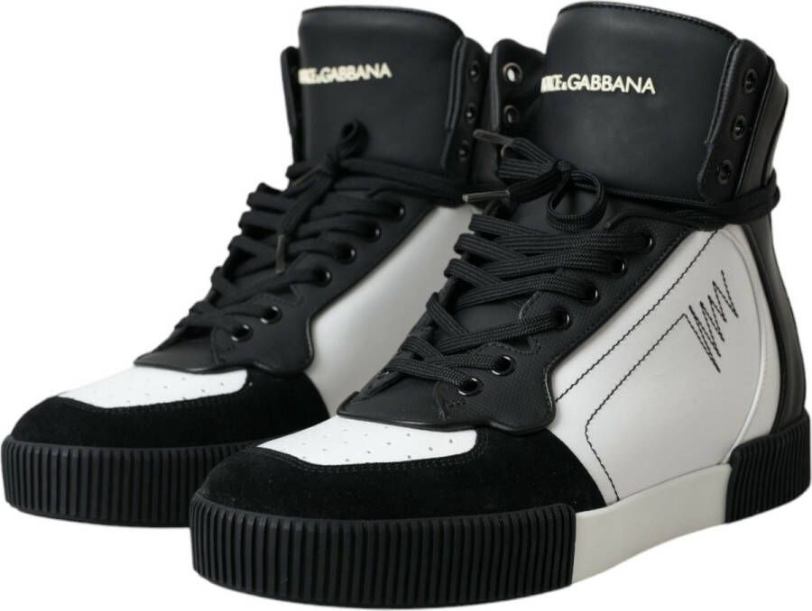 Dolce & Gabbana Zwart Wit Leren High Top Sneakers Black Heren