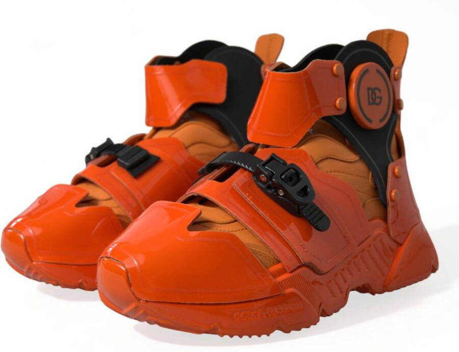 Dolce & Gabbana Oranje Multi Panel High Top Sneakers Orange Heren