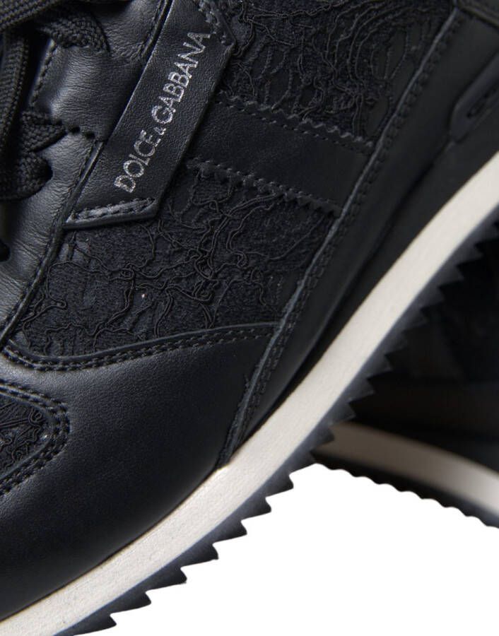 Dolce & Gabbana Sneakers met Bloemenkant Black Dames