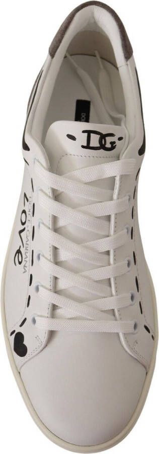 Dolce & Gabbana Witte Leren Bruine Love Casual Sneakers White Heren