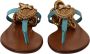Dolce & Gabbana Blauwe Leren Devotion Platte Sandalen Blue Dames - Thumbnail 2