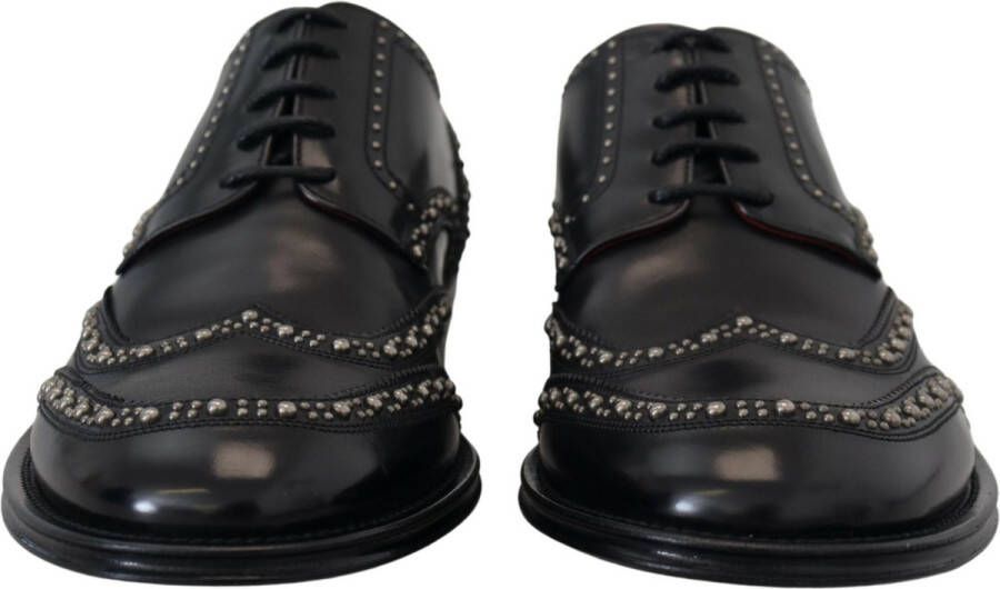 Dolce & Gabbana Zwarte Studded Derby Jurk Schoenen Black Heren