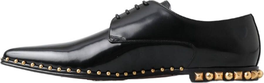 Dolce & Gabbana Zwarte leren gouden studs Derby schoenen Black Heren