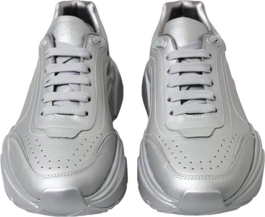 Dolce & Gabbana Zilver Leren Casual Sneakers Schoenen Gray Dames