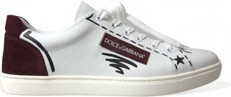 Dolce & Gabbana Wit Bordeaux Leren Lage Sneakers Multicolor Heren