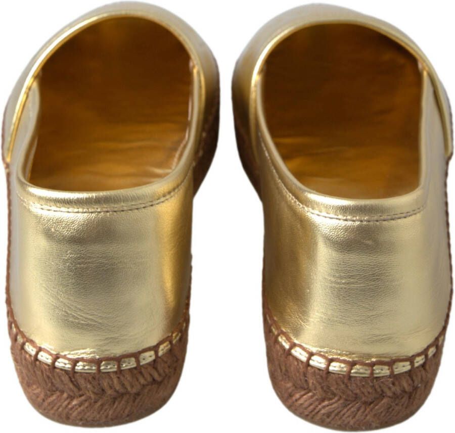 Dolce & Gabbana Gouden Leren Loafers Platte Espadrilles Schoenen Yellow Dames