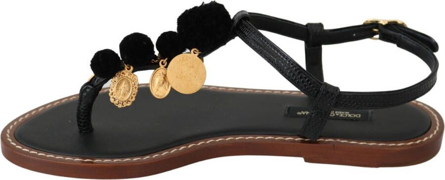 Dolce & Gabbana Leren Pom Flip Flop Sandalen