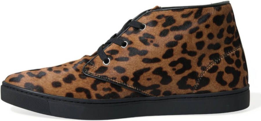 Dolce & Gabbana Leopard Print Mid-Top Sneakers Schoenen Multicolor Heren