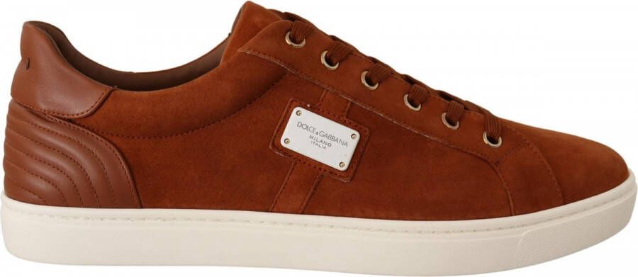 Dolce & Gabbana Light Brown Suede Leather Low Tops Sneakers