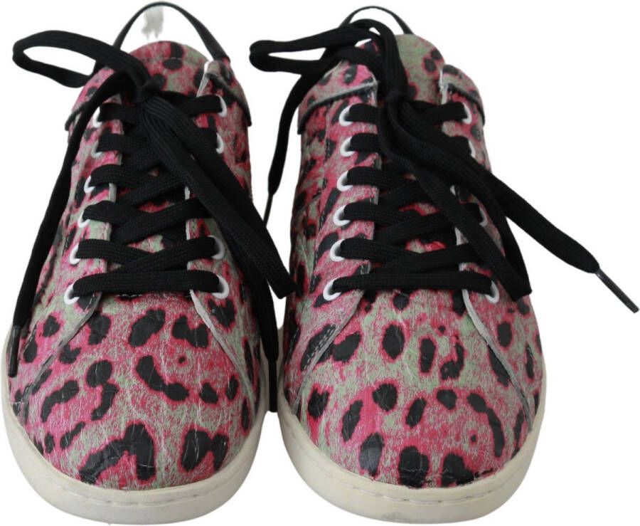 Dolce & Gabbana Roze Luipaardprint Leren Sneakers Pink