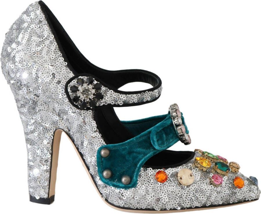 Dolce & Gabbana Mary Jane's pumps met zilveren pailletten en kristallen