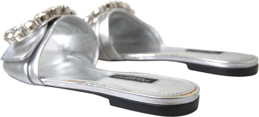 Dolce & Gabbana Kristallen Slides Platte Schoenen Gray Dames