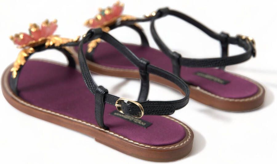 Dolce & Gabbana Platte Sandalen met Prachtige Decoraties Brown Dames