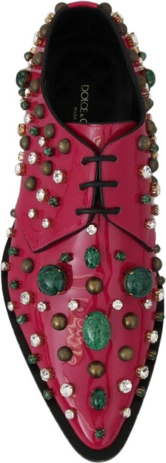 Dolce & Gabbana Roze Leren Kristallen Jurk Broque Schoenen Pink Dames