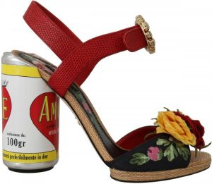 Dolce & Gabbana Veelkleurige met bloemen verfraaide cilindrische hakken AMORE sandalen