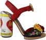 Dolce & Gabbana Multicolor Floral Embellished Cylindrical Heels AMORE Sandals - Thumbnail 1