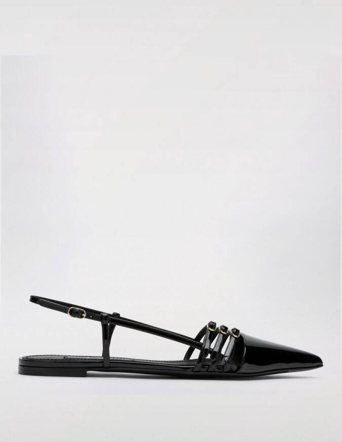 Dolce & Gabbana Zwarte Slingback van Lakleer met Puntige Neus Black Dames
