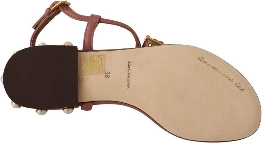 Dolce & Gabbana Roze DG Amore logo lederen sandalen schoenen