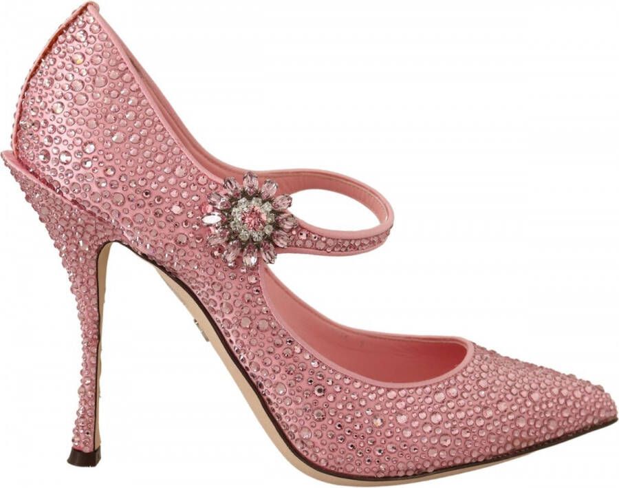 Dolce & Gabbana Pink Rhinestones Mary Janes Pumps