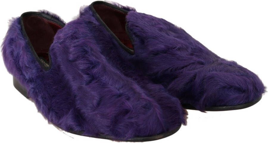 Dolce & Gabbana Luxe Paarse Schapenvacht Loafers Purple Dames