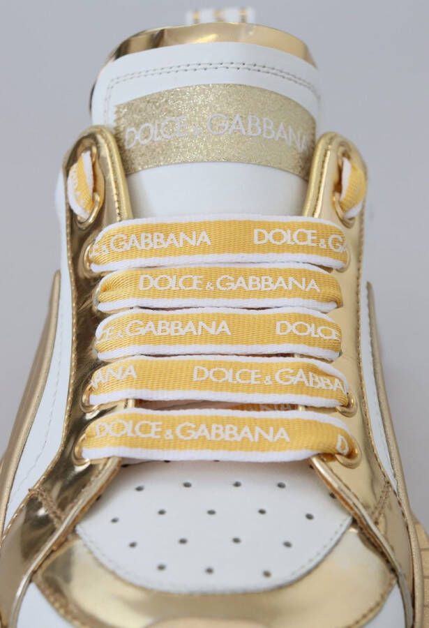 Dolce & Gabbana Super Queen Leren Schoenen in Wit en Goud White Dames