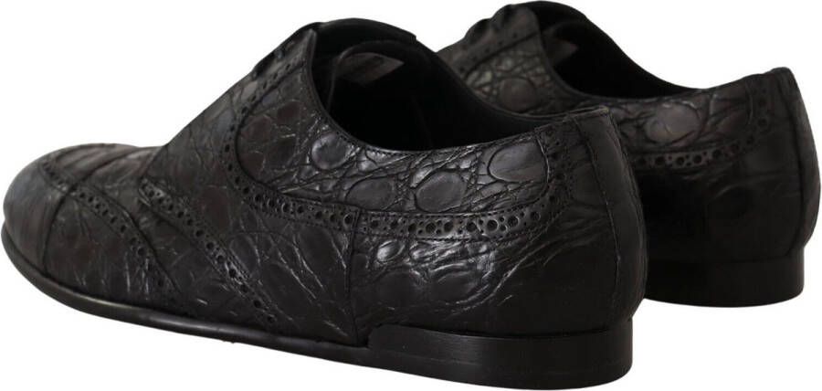 Dolce & Gabbana Zwarte Caiman Leren Heren Derby Schoenen Black Heren