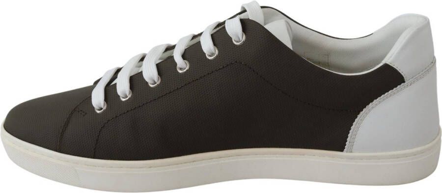 Dolce & Gabbana Witte en Groene Leren Low Top Sneakers Black Heren