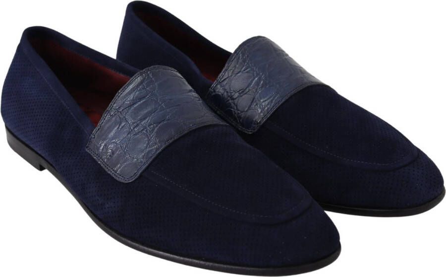 Dolce & Gabbana Blauwe Suède Caiman Loafers Slippers Schoenen Blue Heren