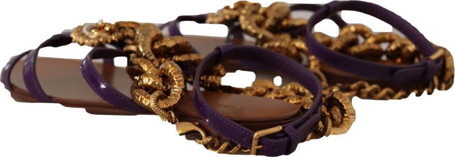 Dolce & Gabbana Platte Gladiator Sandalen met Hart Hanger en Gouden Ketting Brown Dames