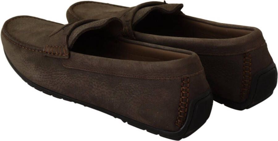 Dolce & Gabbana Bruin Leren Platte Instap Mocassin Schoenen Brown