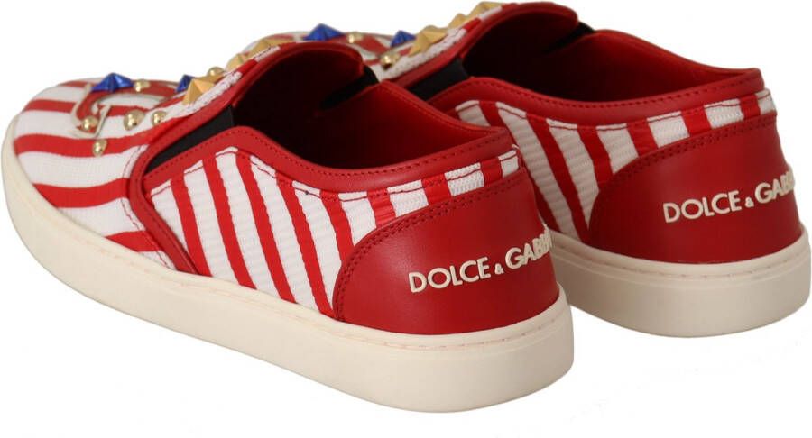 Dolce & Gabbana Anker Studded Loafers Flats Rood Wit Multicolor Dames