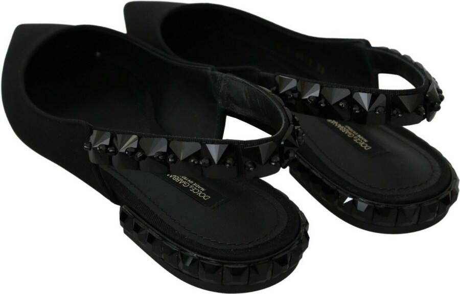 Dolce & Gabbana Black Flats Slingback Charmeuse Shoes Zwart Dames