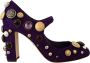 Dolce & Gabbana Paarse Suède Versierde Mary Jane Schoenen Purple Dames - Thumbnail 1