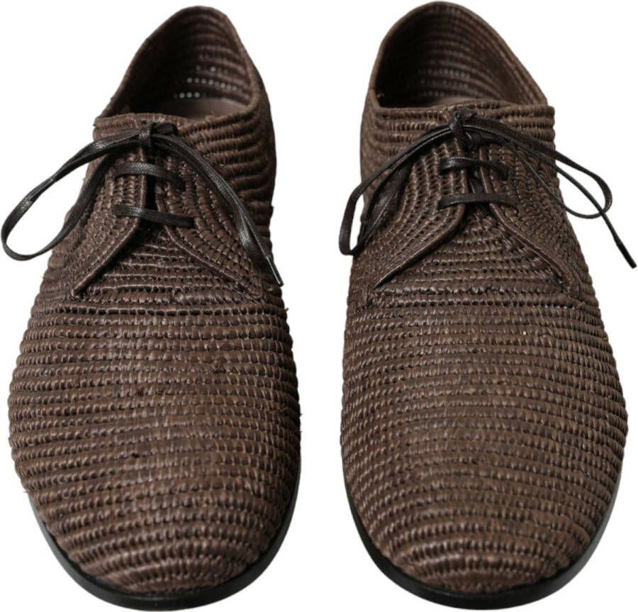 Dolce & Gabbana Raffia Derby Lace Up Geklede Schoenen