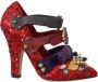 Dolce & Gabbana Rode Kristallen Studs Hakken Schoenen Mary Janes Bellucci Alta Moda Red Dames - Thumbnail 1
