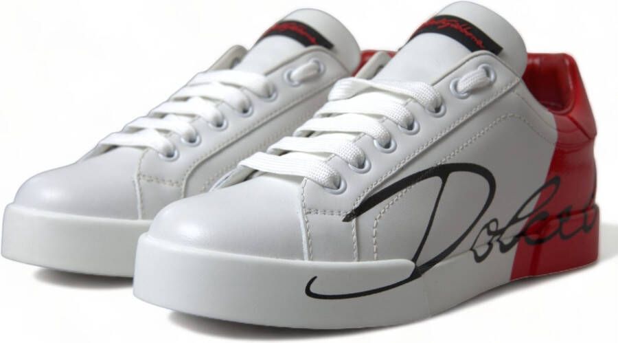 Dolce & Gabbana Witte Rode Portofino Veterschoenen Multicolor