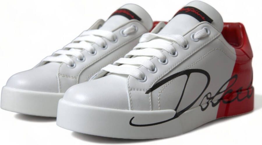 Dolce & Gabbana Rode Lage Sneakers Met Veters