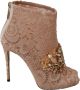 Dolce & Gabbana Roze Crystal Lace laarsjes Stiletto's schoenen - Thumbnail 1